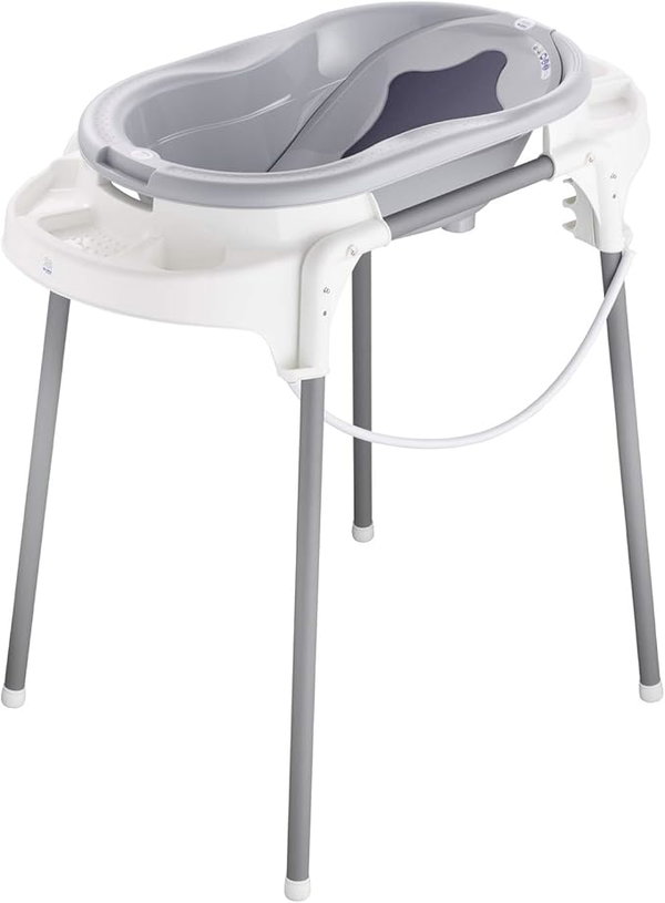 ZESTAW KĄPIELOWY WANNA STOJAK WKŁADKA SZARY 0-12M ROTHO BABYDESIGN TOP