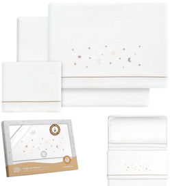 INTERBABY 3-CZĘŚCIOWY KOMPLET POŚCIELI DO ŁÓŻECZKA GWIAZDKI 100% BAWEŁNA