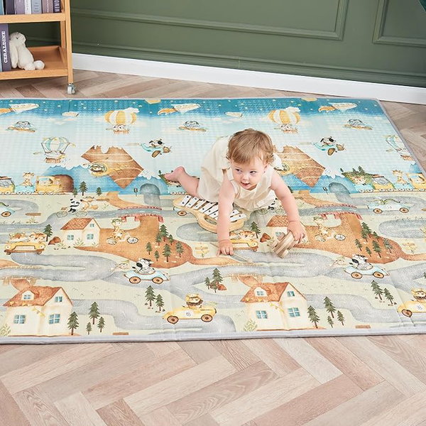 MATA DO ZABAWY SUPERBE BEBE 150x180 CM PIANKOWA DZIECIĘCA DWUSTRONNA