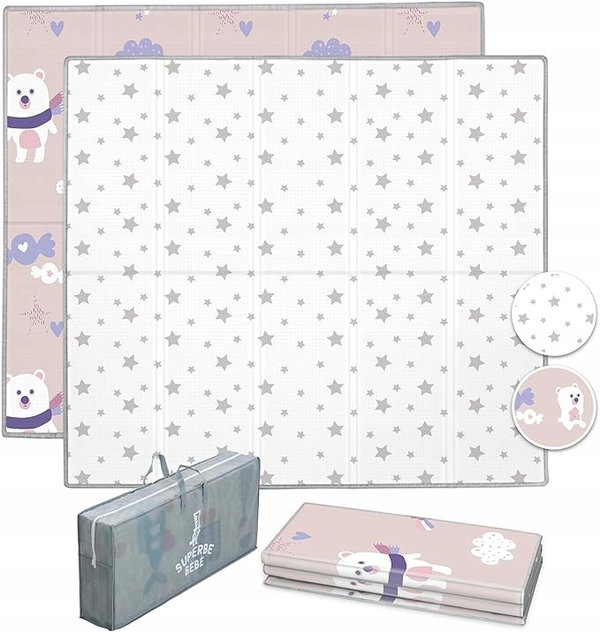 MATA DO RACZKOWANIA ZABAWY DLA DZIECKA SKŁADANA 180x150 CM SUPERBE BEBE