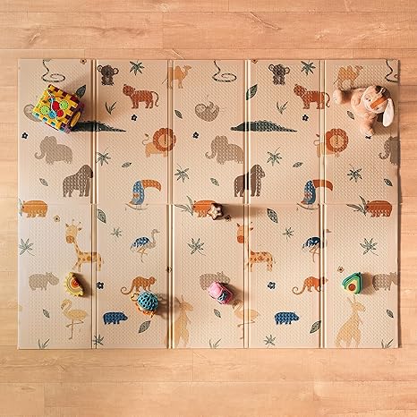 MATA DO ZABAWY NUBY REVERSIBLE BABY PLAY MAT SAFARI 150x200 CM