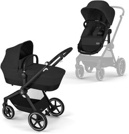 WÓZEK WIELOFUNKCYJNY 2W1 MOON BLACK GONDOLA CYBEX EOS LUX W + SPACERÓWKA