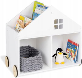 REGAŁ NA KSIĄŻKI DLA DZIECI Z ROLKAMI DOMEK PINOLINO