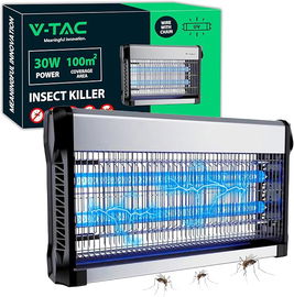 LAMPA OWADOBÓJCZA V-TAC 30W UV 100M² MOSKITIERA KOMARY LED ELEKTRYCZNA