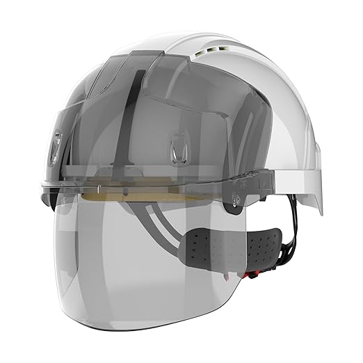 KASK OCHRONNY BUDOWLANY Z WIZJEREM BIAŁY JSP WYTRZYMAŁY BEZPIECZNY