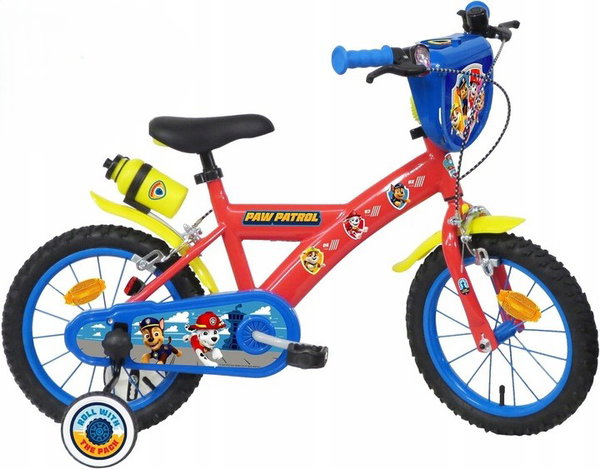 ROWER DZIECIĘCY 14-CALOWY PSI PATROL Z KÓŁKAMI BOCZNYMI VELO ATLAS 4-7LAT