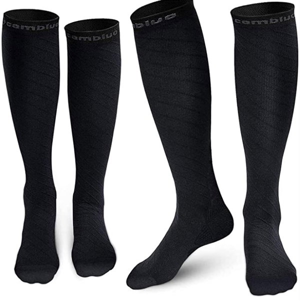 SKARPETY PODKOLANÓWKI UCISKOWE UNISEX CAMBIVO L/XL CZARNE DWIE PARY
