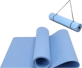 MATA KARIMATA DO ĆWICZEŃ JOGI FITNESS ANTYPOŚLIZGOWA BŁĘKIT 180x60 cm