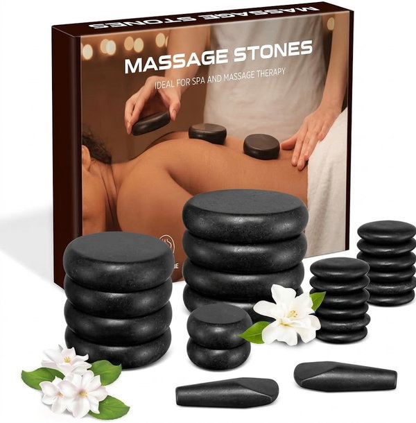 Kamienie do Masażu Gorące Bazaltowe Hot Stones 24szt SPA