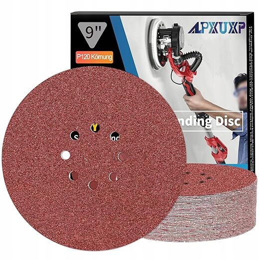 Papiery Ścierne Tarcze Krążki na Rzep 225mm P120 8 Otworów 25 sztuk APXUXP