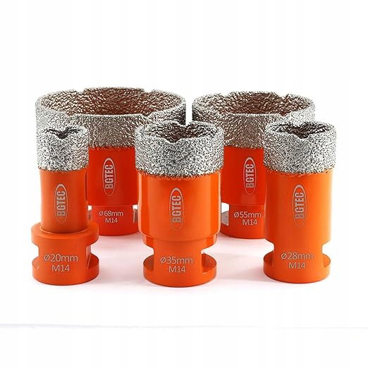 Otwornice Diamentowe Koronki M14 Zestaw do Gresu Granitu BGTEC 20-68mm