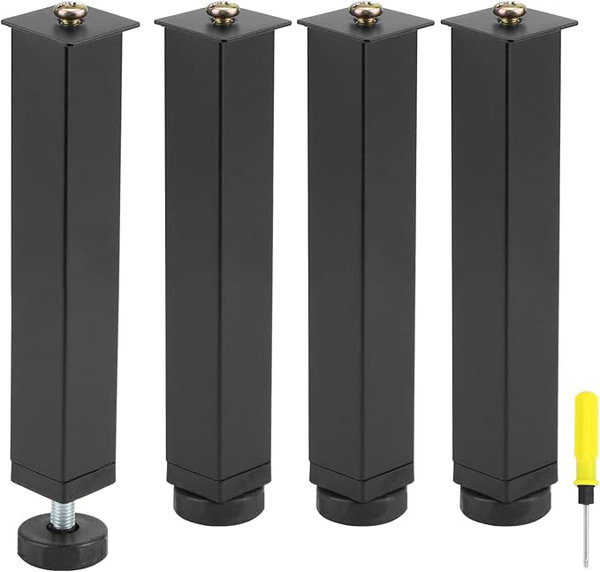 Nóżki Meblowe Regulowane 20-22 cm QWORK Czarn Zestaw 4szt