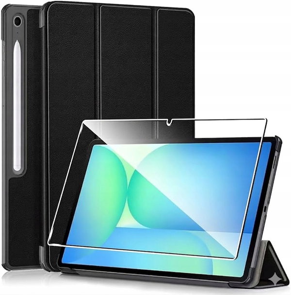 Etui + Szkło Hartowane do Samsung Galaxy Tab S10 FE+ 2025 Czarny Case