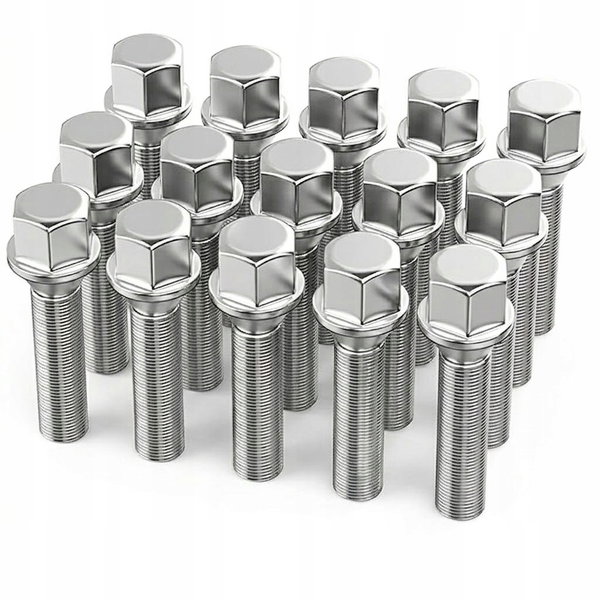 15x Przedłużone śruby do kół M12x1,5 40mm - Stożkowe