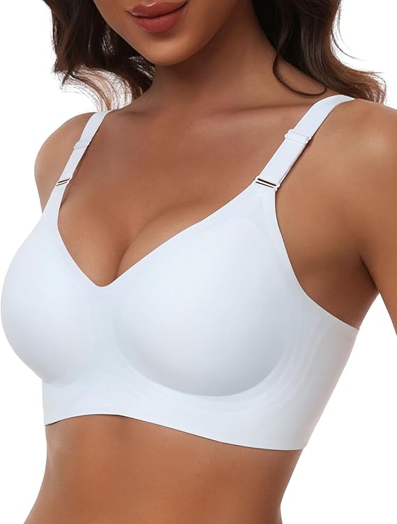 Biustonosz Bezszwowy Bez Fiszbin Stanik Bralette Biały L