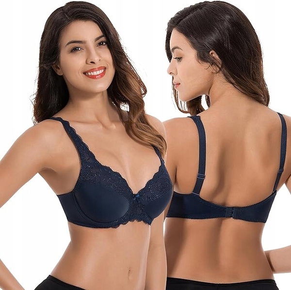 Biustonosz Curve Muse z koronką - granatowy, łupkowy - 80G 2 szt