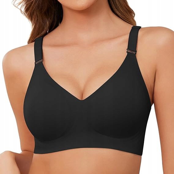 Biustonosz Bezszwowy Bez Fiszbin Soft Push Up Czarny XL