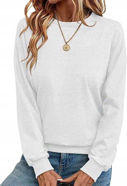 Bluza Damska Okrągły Dekolt Casual M Biała