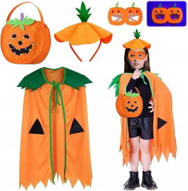 Kostium Dynia dla Dzieci Halloween Peleryna Zestaw 4el.