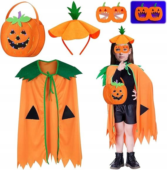 Kostium Dynia dla Dzieci Halloween Peleryna Zestaw 4el.