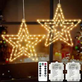 Gwiazdy świąteczne LED zestaw 2 sztuki timer pilot