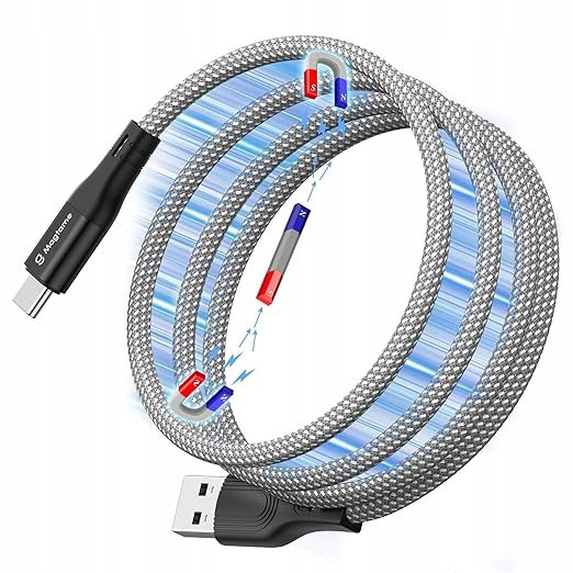 Kabel USB-A do USB-C Magtame magnetyczny zwijany 1,5m