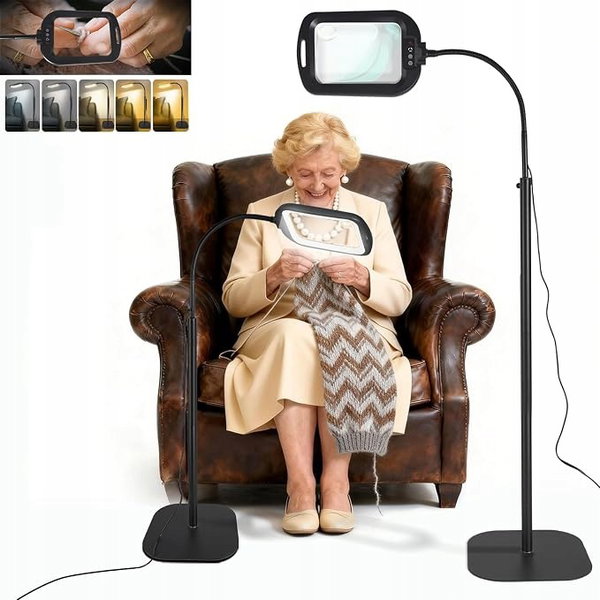 Lampa Powiększająca Lupa LED 10x30x Stojąca Biurkowa 3w1 Gaborish Podłogowa
