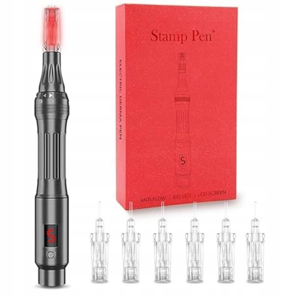 Długopis do mikronakłuwania,Derma Pen z 6 wkładami igłowymi