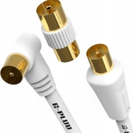 Kabel antenowy G-PLUG 10m TV kątowy + adapter biały