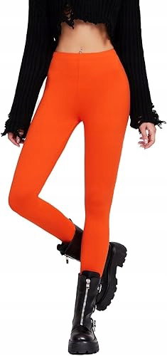 Legginsy damskie pomarańczowe neonowe S