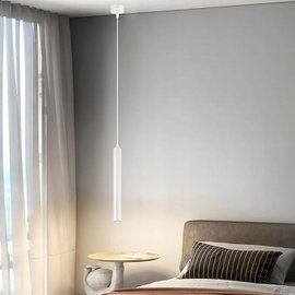 HOTUT Lampa Wisząca Tuba Aluminiowa Biała 30cm