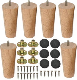 Nogi Meblowe Drewniane Stożkowe 12cm 6szt Kauczuk Drewno