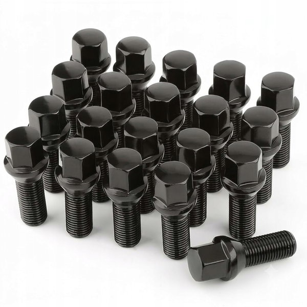 Śruby do Kół M14x1.5x28mm Stożek Czarne Klucz 17 20szt Audi VW