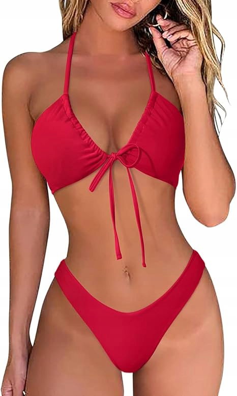 Strój Kąpielowy Dwuczęściowy bikini Czerwony XL