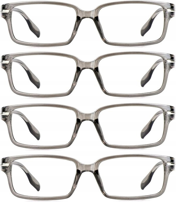 Okulary do czytania prostokątne +2,50 szare 4 szt unisex