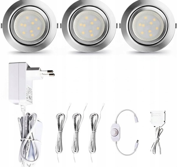 Zestaw 3 lamp LED LAMPAOUS podszafkowych 6W ściemniane