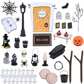 Zestaw Miniatur Halloween do Domku Lalek Drzwi Elfa