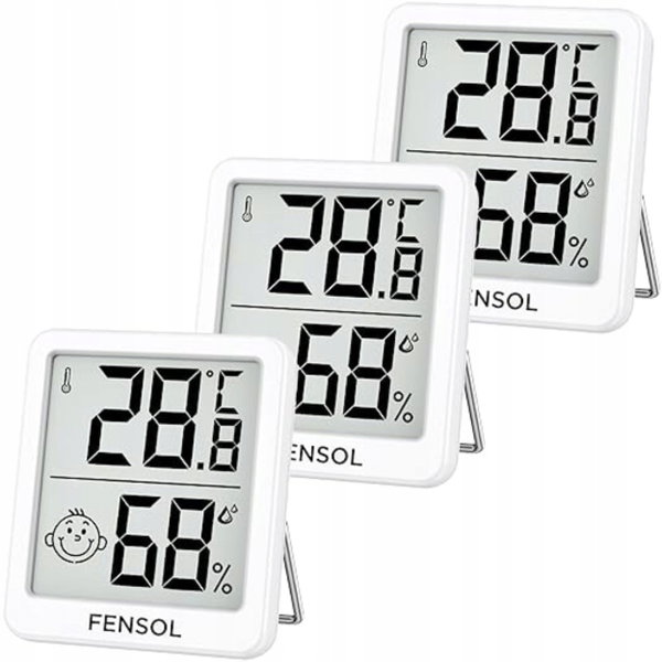 Zestaw 3x Termometr Higrometr Cyfrowy LCD Magnes