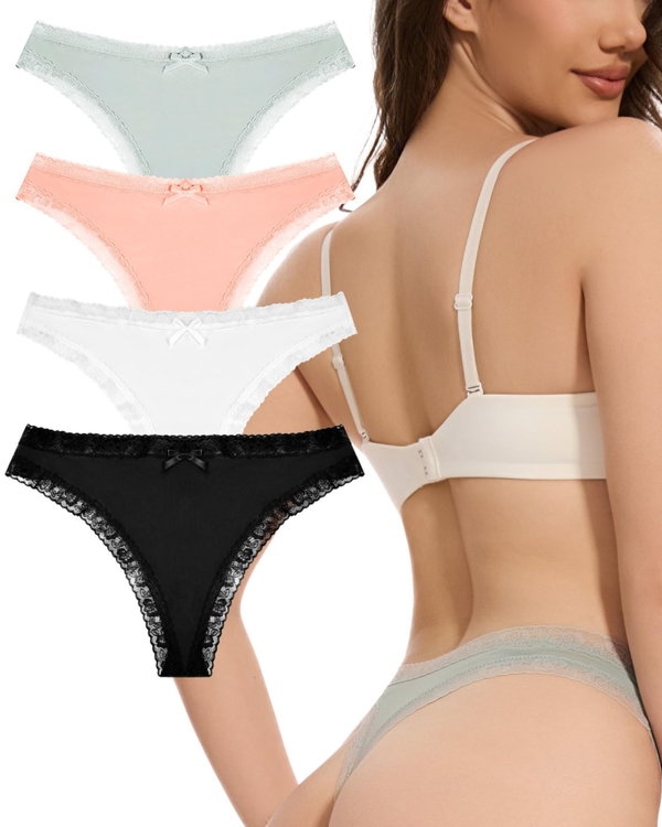 Stringi damskie koronkowe 4 szt S