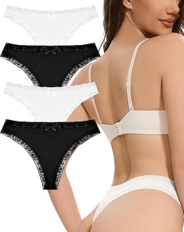 Stringi damskie koronkowe 4 szt S