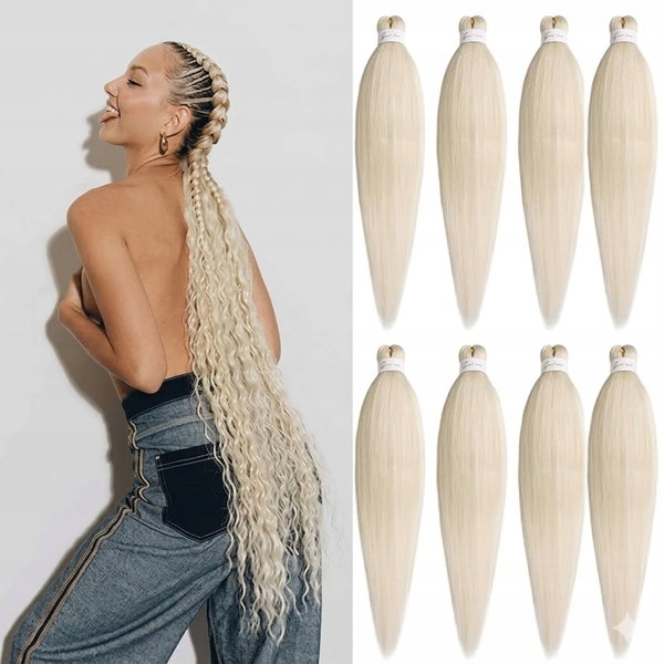 Włosy do Warkoczyków Wstępnie Rozciągnięte 8-pak Blond ok.76 cm