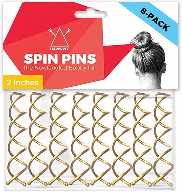 Spinki do włosów Spiral 8szt Złote Spin Pins do Koka