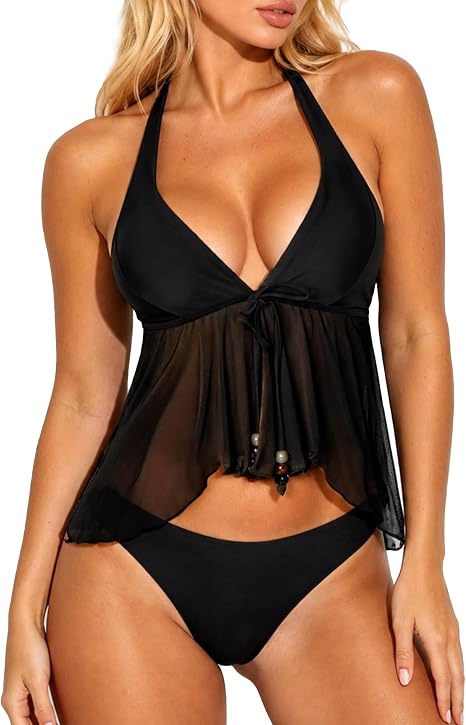 Navneet Dwuczęściowy Stój Kąpielowy Bikini z Siateczką Halter M