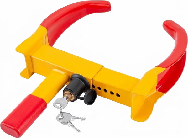 Blokada Koła Stalowa Regulowana 17.8-27.9cm Klamra Żółto-Czerwona