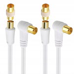 CABLE MATTERS - 2x2m kabel antenowy TV z wtykiem 90 mocny biały R2.1