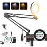 Lampa biurkowa LED z Lupą szkło powiększające kreślarska 3 BARWY OPIS! R5.6