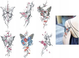 BeyondTattoos 6 liści tymczasowy tatuaż motyla kwiat tatuaż motyl 6szt R4.1