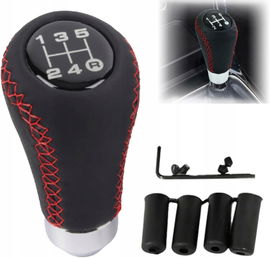 UNIWERSALNA GAŁKA ZMIANY BIEGÓW SKÓRA CZERWONA 5 BIEGÓW SPORT R4.7
