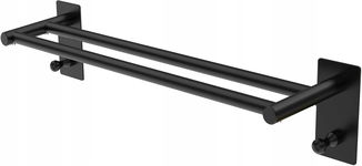 Wieszak na ręcznik bez wiercenia 70cm samoprzylepny czarny uniwersalny P5