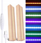 Zestaw 2 drewnianych podstaw LED 7 kolorów regulowana RGB USB R2.4